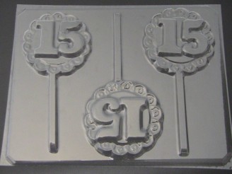 8508 Sweet 15 Lacy Round Chocolate or Hard Candy Lollipop Mold